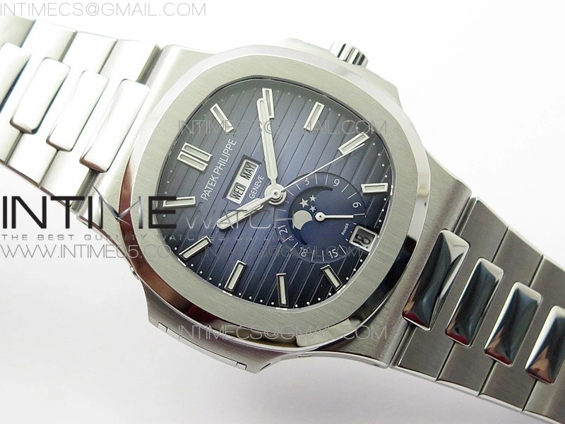 NAUTILUS 5726 SS GRF 1:1 BEST EDITION BLUE DIAL WORKING ANNUAL CALENDARON SS BRACELET A.324 V3